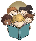 children reading a book