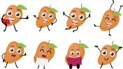 set of mango fruits cartoon character