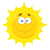 smiling yellow sun cartoon emoji face character with happy