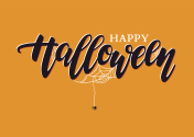 happy halloween vector lettering. holiday calligraphy with spide