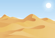 hot desert landscape with blue sky