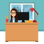 businesswoman in the office avatar character icon