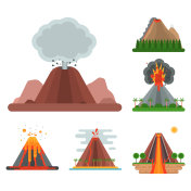 magma vector nature blowing up with smoke crater volcanic