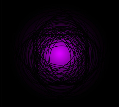 在黑色背景上的抽象紫色颜色圆线
