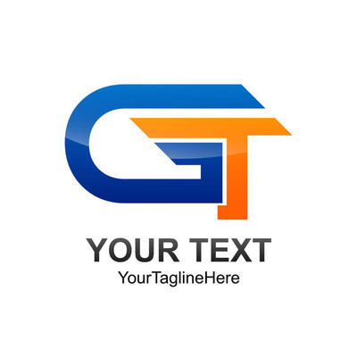 初始字母 gt 徽标模板彩色蓝色橙色商务和公司标识设计