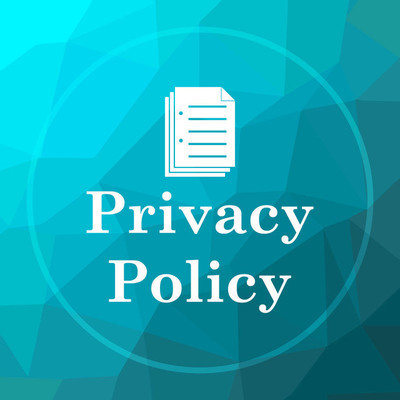 privacy policy website button on blue low poly background