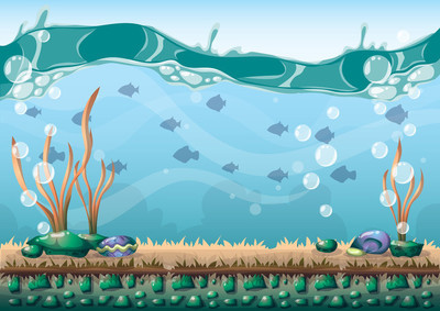 卡通矢量水下背景分离层为游戏艺术和动画