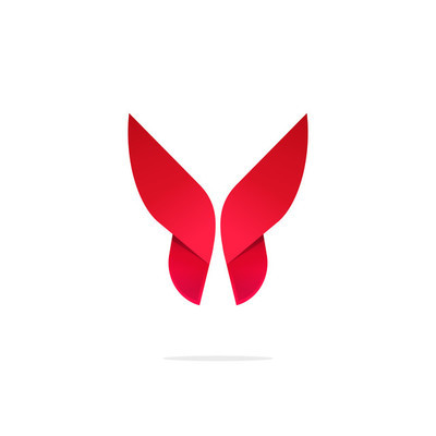 蝴蝶五颜六色的 logo 模板和孤立的翅膀上的影子