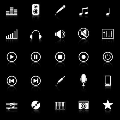 与音乐图标则反映在黑色背景上