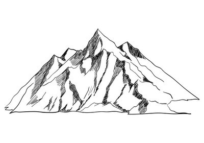 艺术线条或素描插图的山