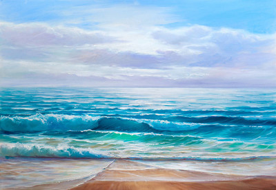 seascape painting .sea wave.