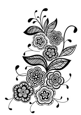 美丽的黑色和白色花卉图案设计元素