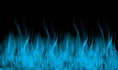 蓝色的火焰上黑色背景壁纸