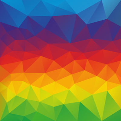 一个三角形的图案,全彩色光谱颜色-水平彩虹矢量抽象不规则多边形背景