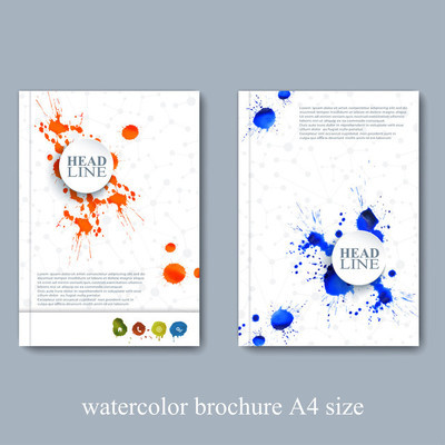 水彩模板宣传册, 杂志, 传单, 小册子, 封面或在您的设计的 a4 大小的