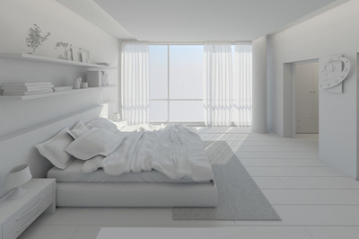 现代卧室 3d 室内渲染