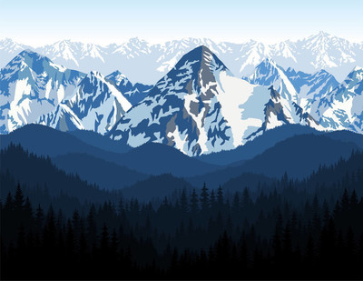 矢量喜马拉雅阿尔卑斯山早上山背景纹理无缝模式