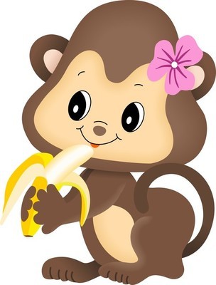 女孩猴子吃香蕉