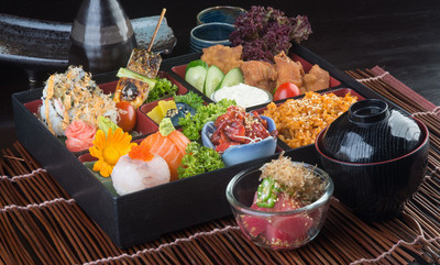 日本料理.午餐盒套餐的背景