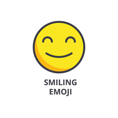 微笑emoji 表情矢量线图标, 符号, 背景插图, 可编辑笔画