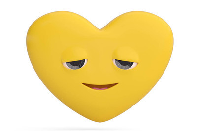 安心的心表情与微笑的心 emoji 表情. 3 d 例证