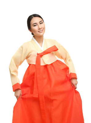 韩国传统服饰的女人