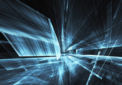 分形艺术: 有光效果的玻璃空间.高科技或虚拟现实的概念