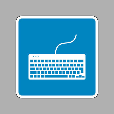 键盘简单的符号.关于为背景的蓝色标志的白色图标