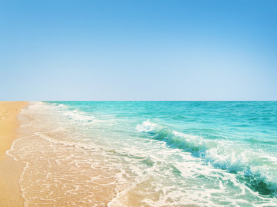 海滩蓝色海水背景相关的图片