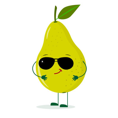 a cute pear green character in the style of a cartoon in