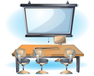 卡通矢量图内部办公幻灯片对象